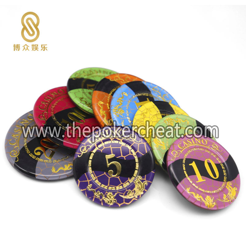 高温网状龙凤烫金亚克力筹码 水晶塑料扑克防伪筹码币 百家乐筹码