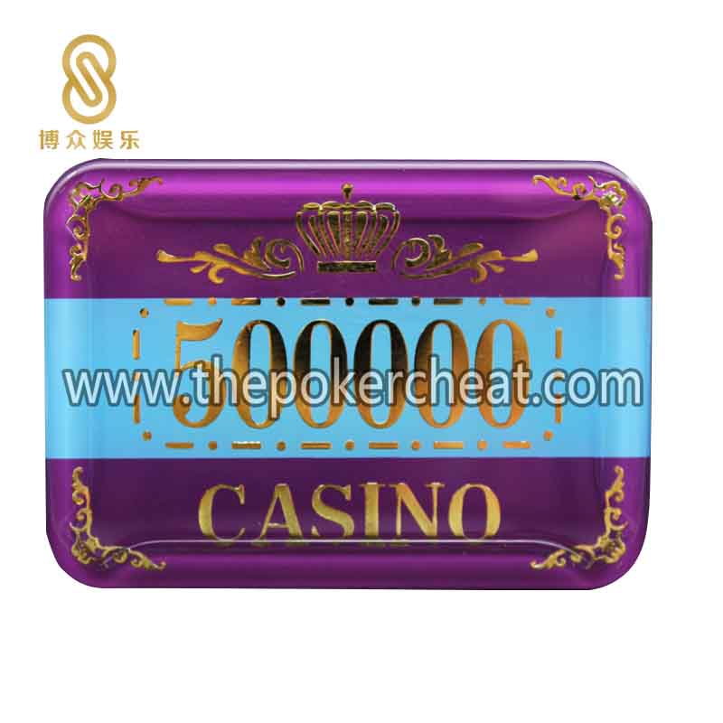原厂设计高透亚克力烫金皇冠筹码片 UV紫光隐形防伪 扑克塑料筹码币