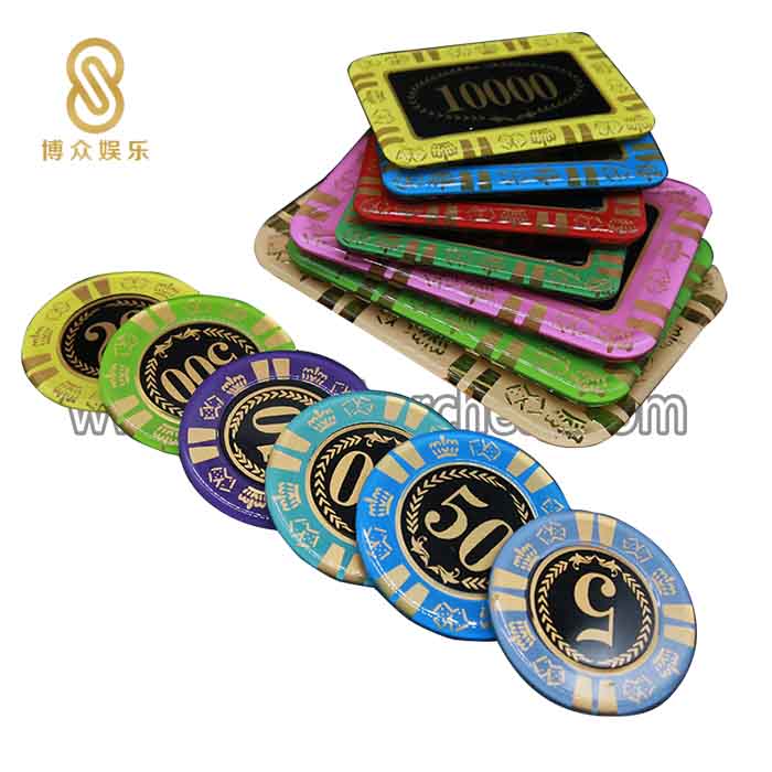 德州百家乐玩法樸克娛樂筹码21点補牌游戏币 台桌配件高透亚克力水晶扑克筹百家樂筹码