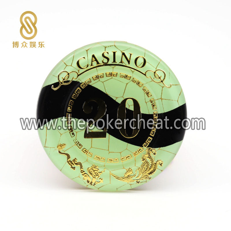 高温网状龙凤烫金亚克力筹码 水晶塑料扑克防伪筹码币 百家乐筹码