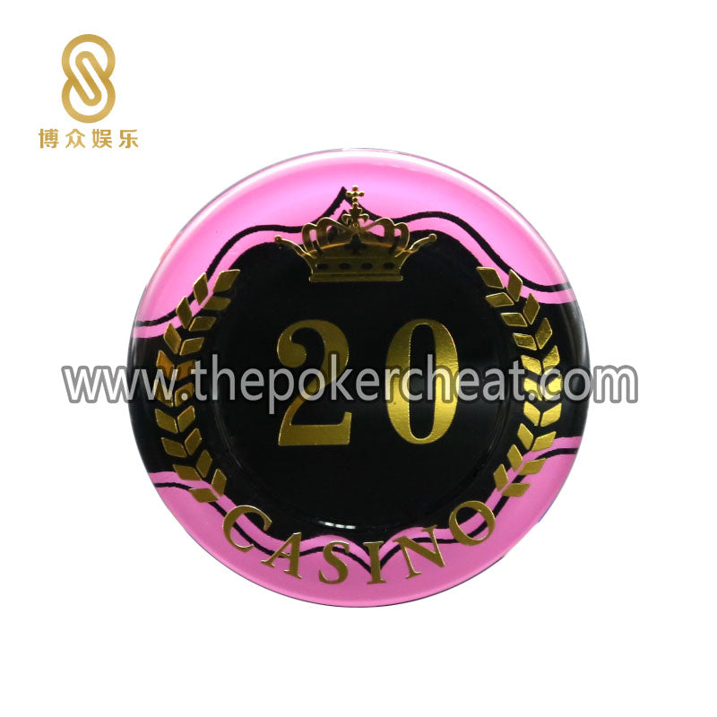 复古麦穗皇冠烫金亚克力筹码 厂家个性定制扑克紫光防伪 百家乐 筹码片