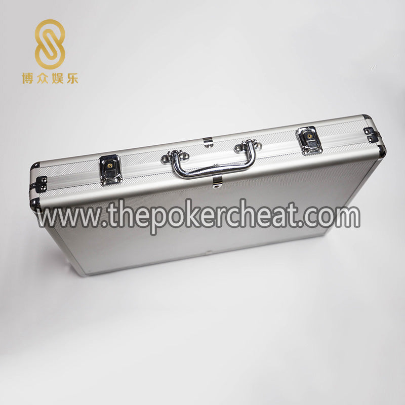 760码德州扑克银白色铝合金手提筹码箱 扑克防伪筹码币精品带锁筹码收纳盒