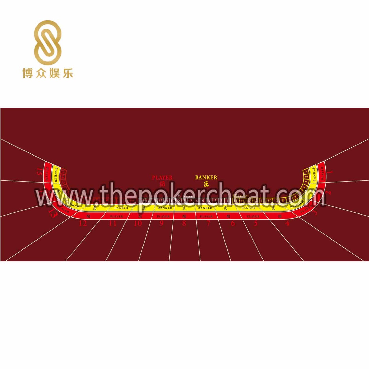 豪华版百家乐15位椭圆扑克游戏桌布 厂家全新升级设计专业防水防尘阻燃纸牌游戏桌布