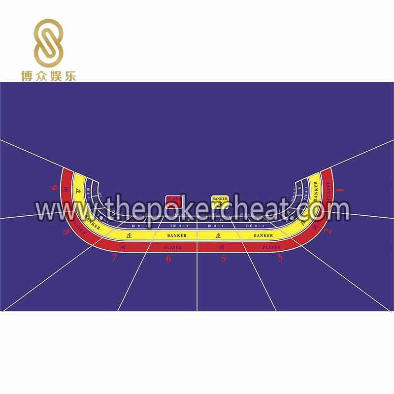 8位玩家百乐紫色专业防水游戏桌布 德州扑克 龙虎高清印刷桌布