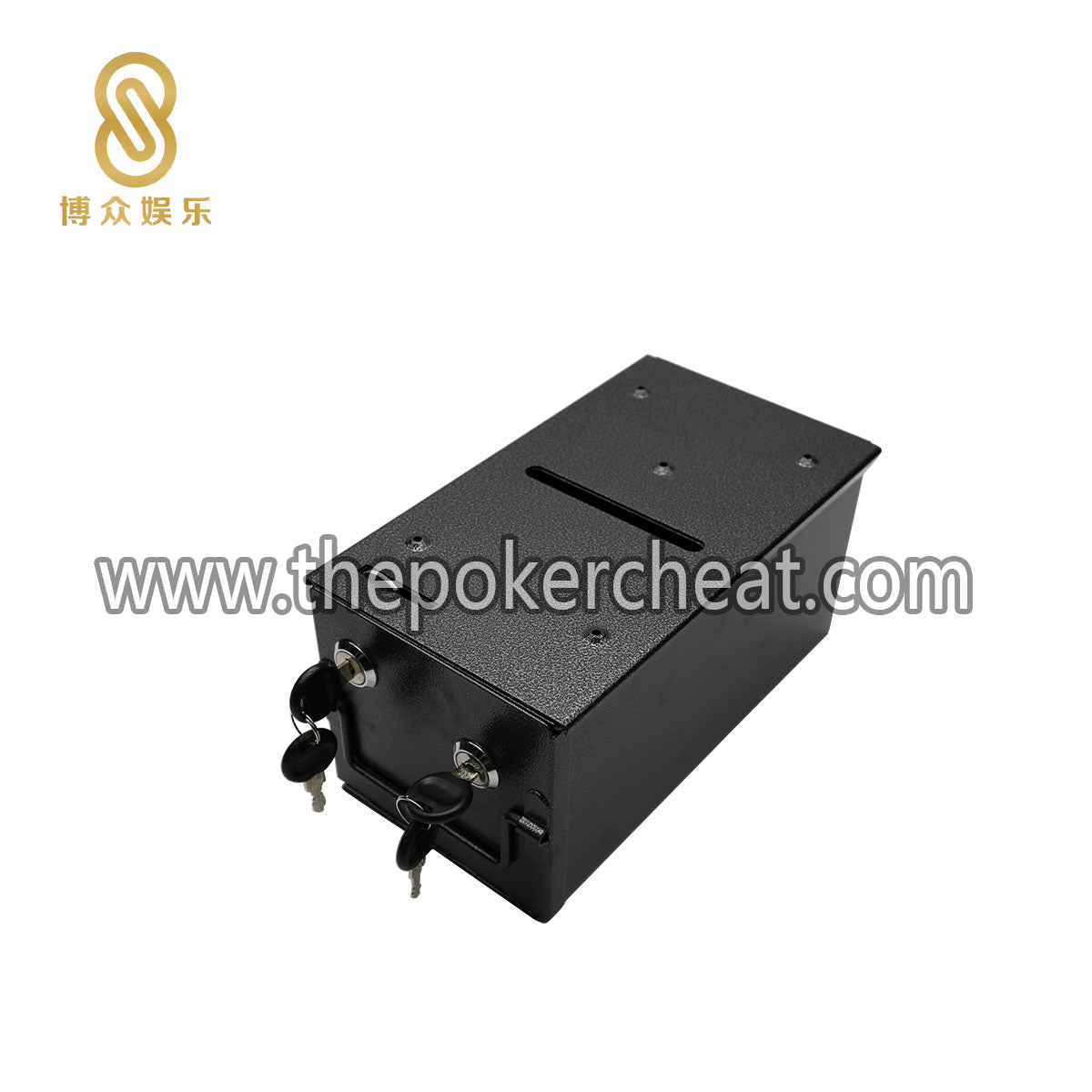 工业级金属铁质钱钞投币箱 娱乐台桌百家乐游戏台面装配小费筹码币带锁钱箱配件