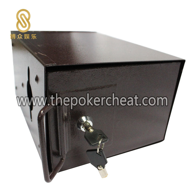 厂家定制豪华版大容量金属双层带锁钱箱 百乐台桌搭配纸牌钱钞筹码币投放小费箱升级版
